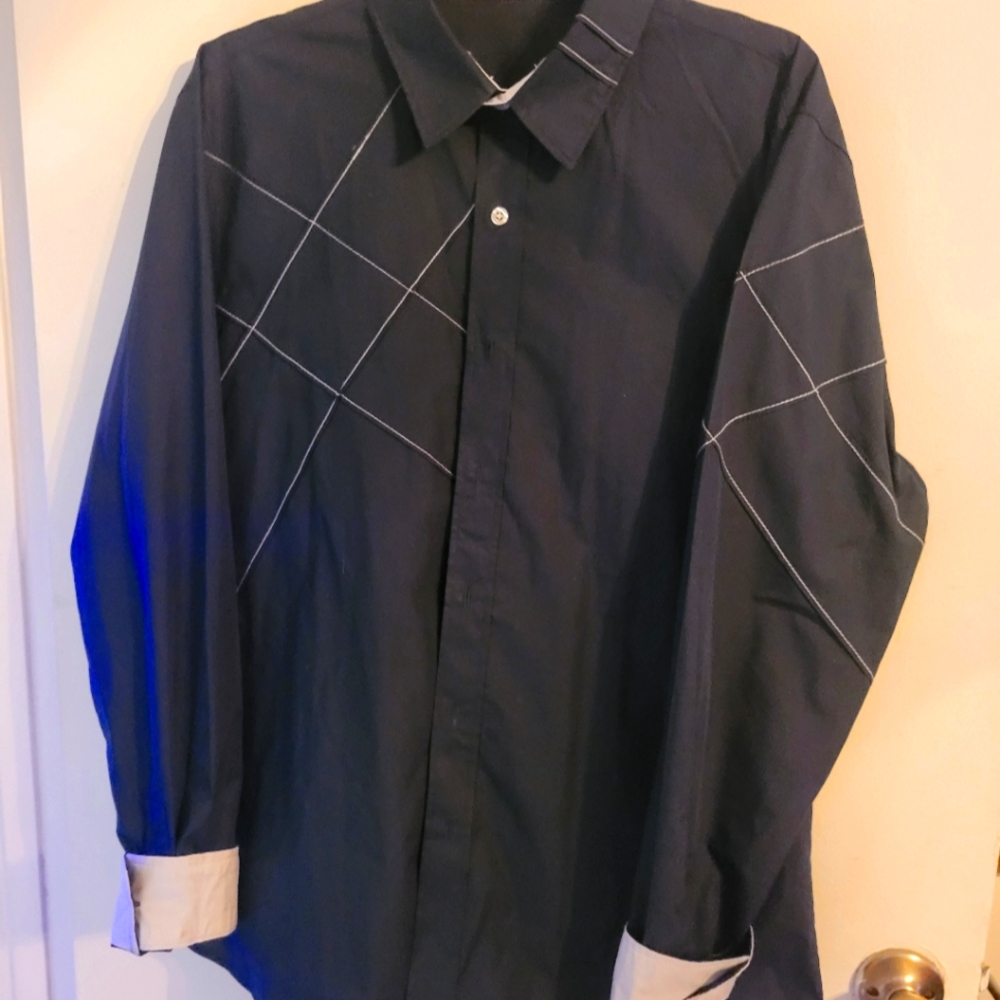 Amazon mens casual button down navy blue